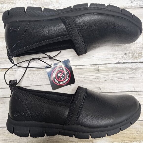 Skechers Women's Work Slip Resistant Memory Foam Slip On Shoes Black Sz 7.5 - Picture 6 of 8